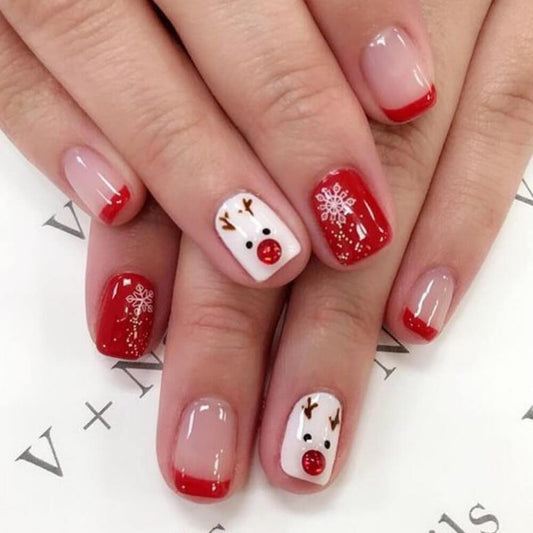 Christmas deer press on nails 01