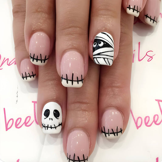 Halloween mummy skull fake fingernails 01