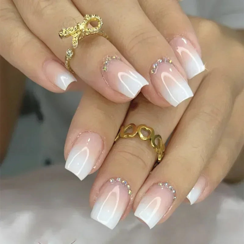 24pcs nude white french fake nail 