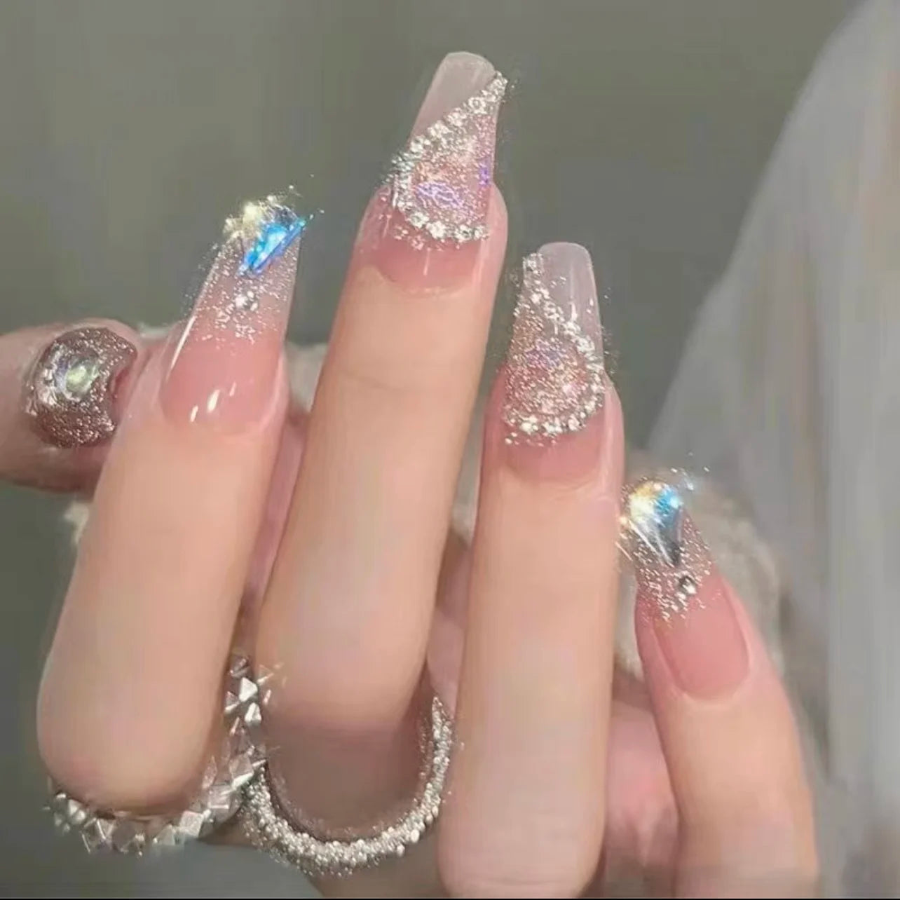 fake nails with wearing tools