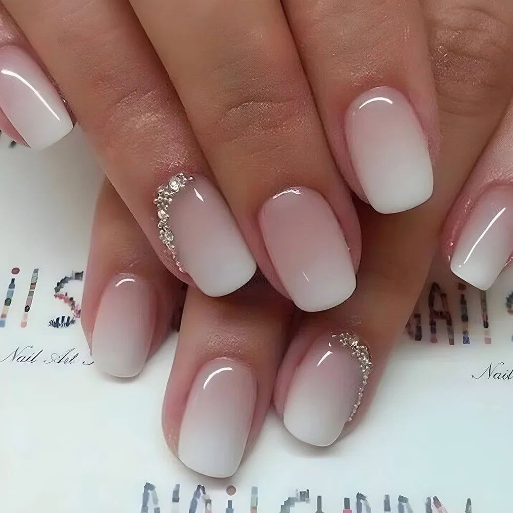 24pcs nude white french fake nail 