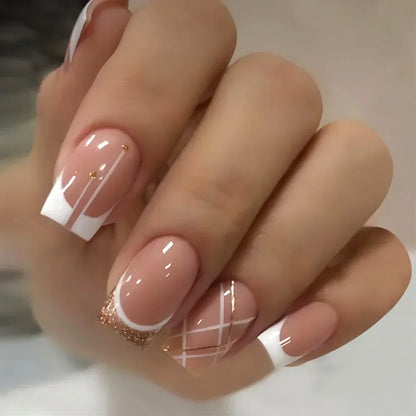 24pcs nude white french fake nail 