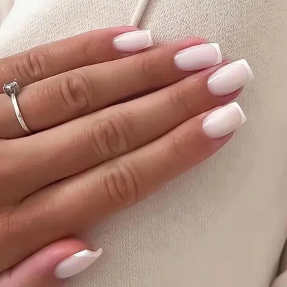 24pcs nude white french fake nail 