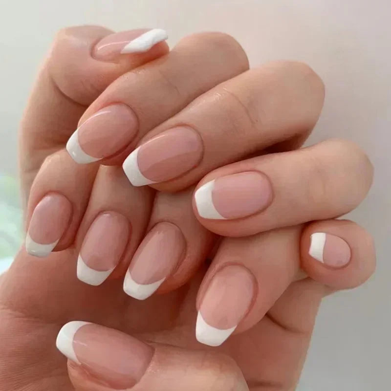 24pcs nude white french fake nail 