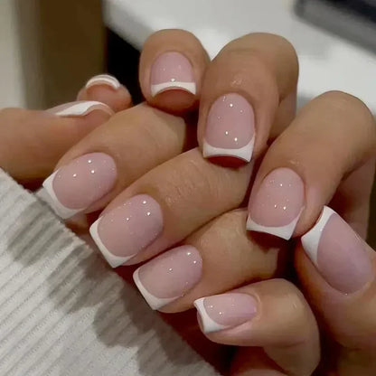 24pcs nude white french fake nail 