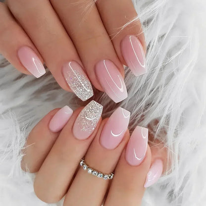 24pcs nude white french fake nail 