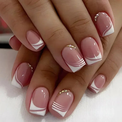 24pcs nude white french fake nail 