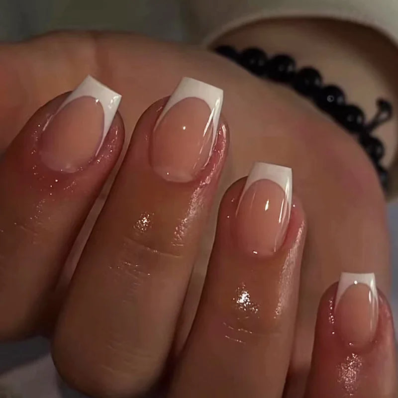 24pcs nude white french fake nail 