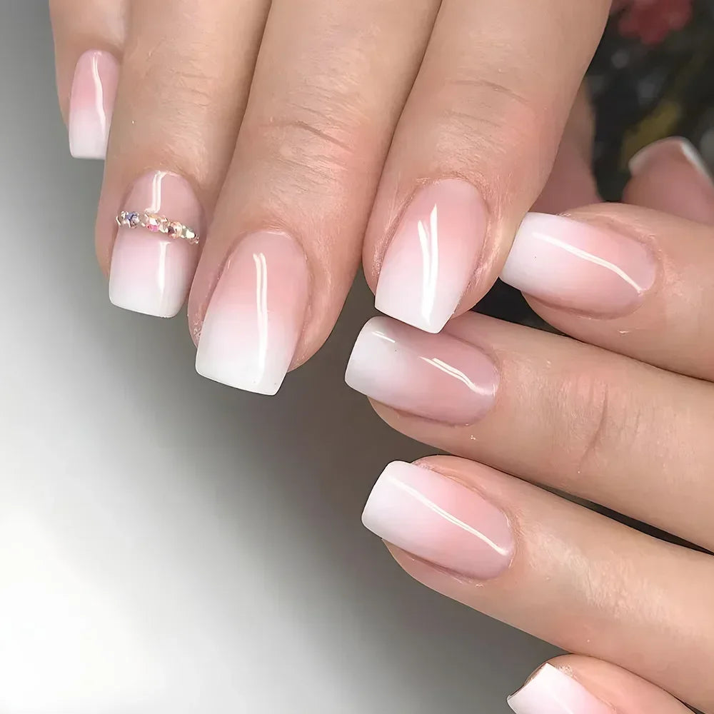 24pcs nude white french fake nail 