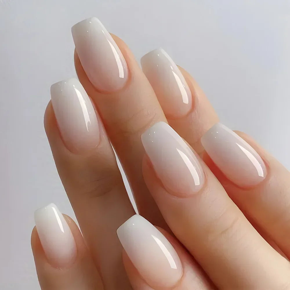 24pcs nude white french fake nail 