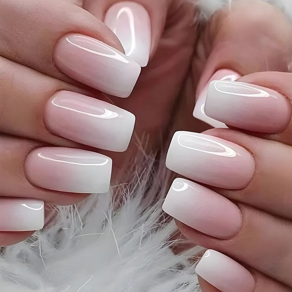 24pcs nude white french fake nail 