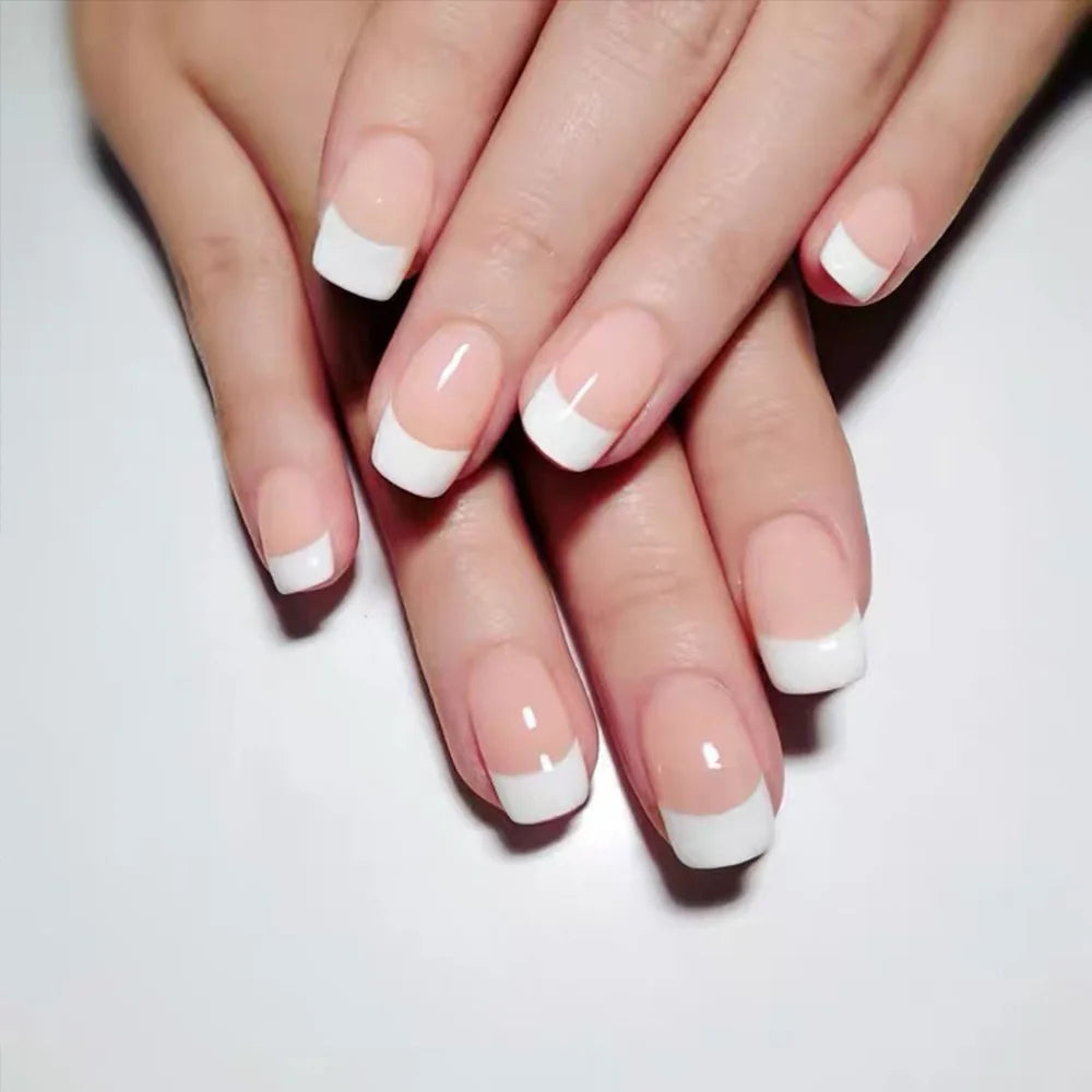 24pcs nude white french fake nail 