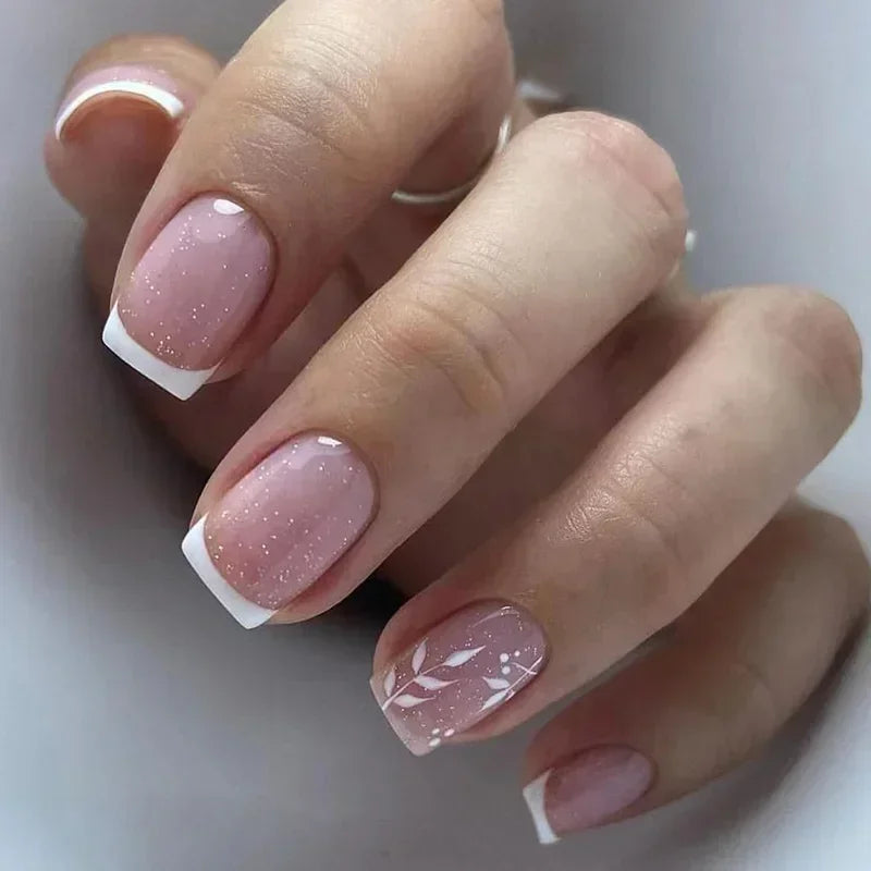 24pcs nude white french fake nail 