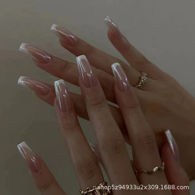 24pcs nude white french fake nail 