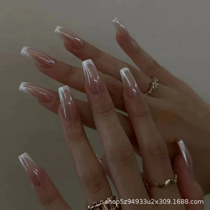 24pcs nude white french fake nail 