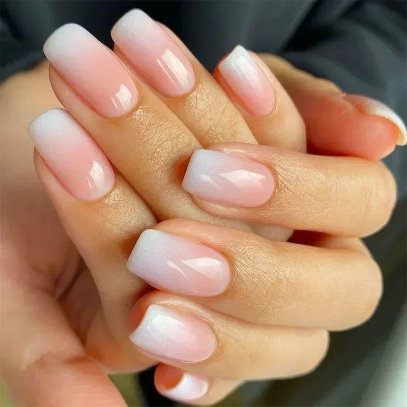 24pcs nude white french fake nail 