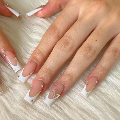 24pcs nude white french fake nail 