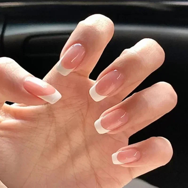 24pcs nude white french fake nail 